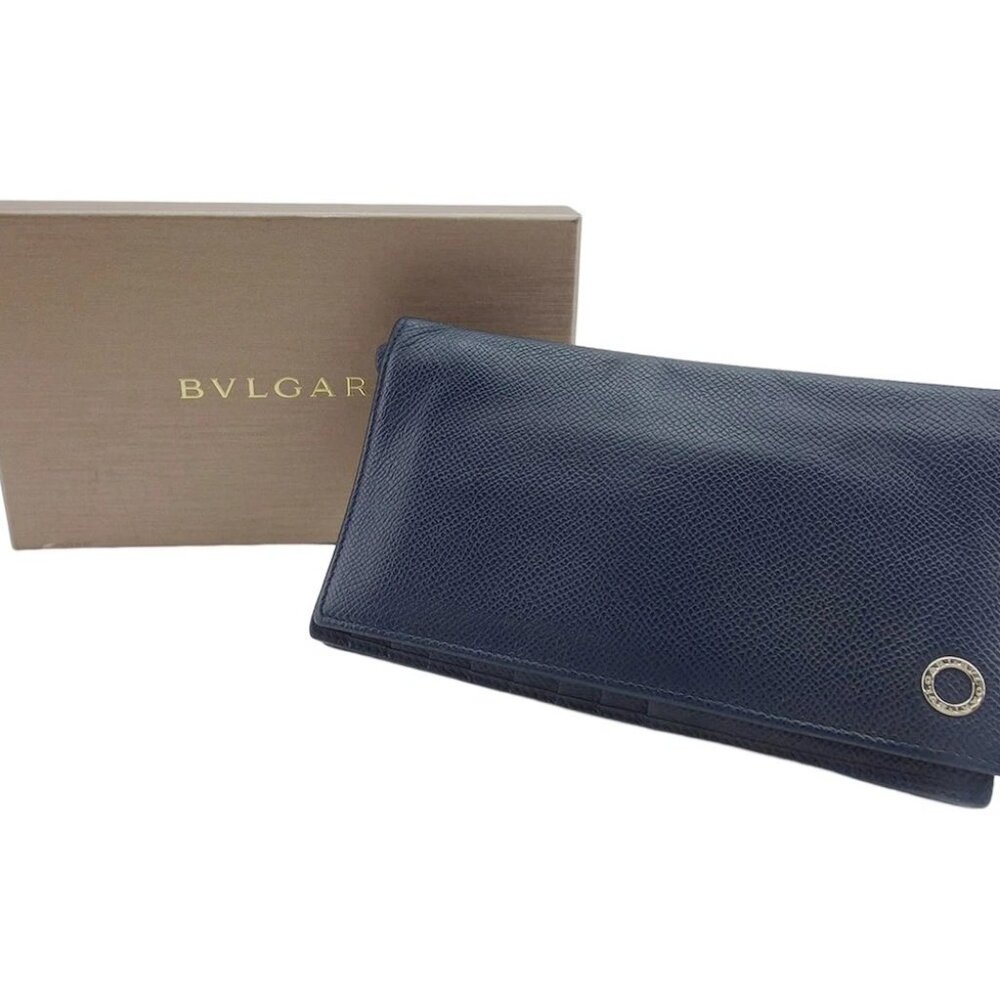 BVLGARI Purse Navy Silver Women 283811 Authentic secondhand